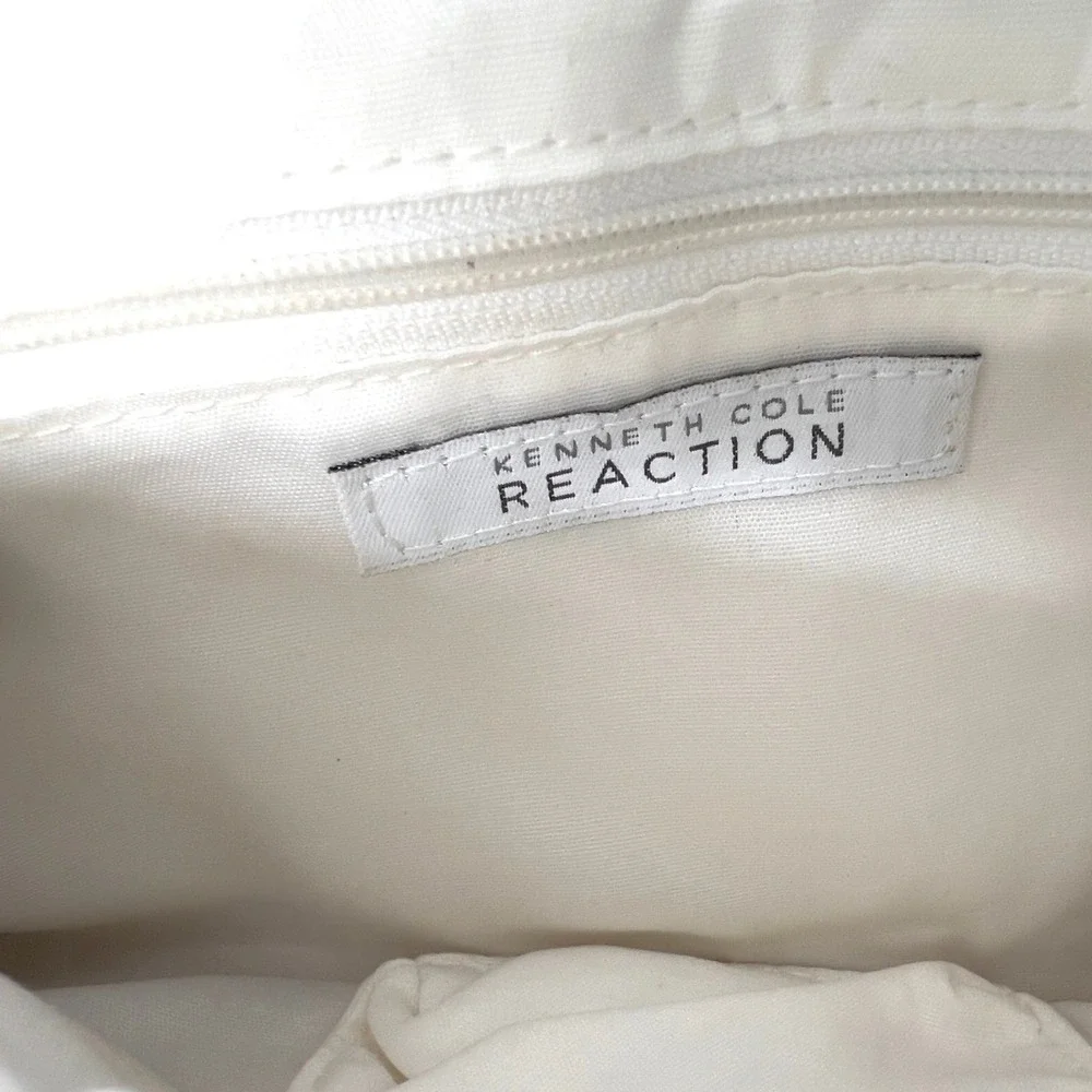 Kenneth Cole‎ Reaction White Saffiano Leather Envelope Crossbody Bag Gold Zipper
